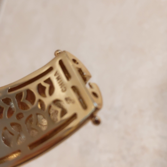 4 for $50 Fashion Jewelry Bracelet Signed JB Hinged Clasp Crystal Inlay Pattern - Picture 3 of 7